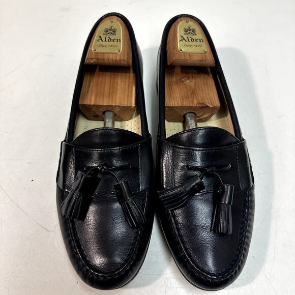 EUC Rancourt & Co x Cole Haan Tassel Loafer Moc Black Calf Made in Maine USA 9.5 - Picture 2 of 11